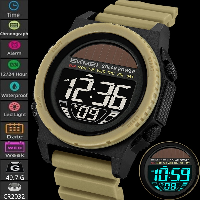 Solar Powered Watch - Skmei Solar Energy Digital Watches forMens