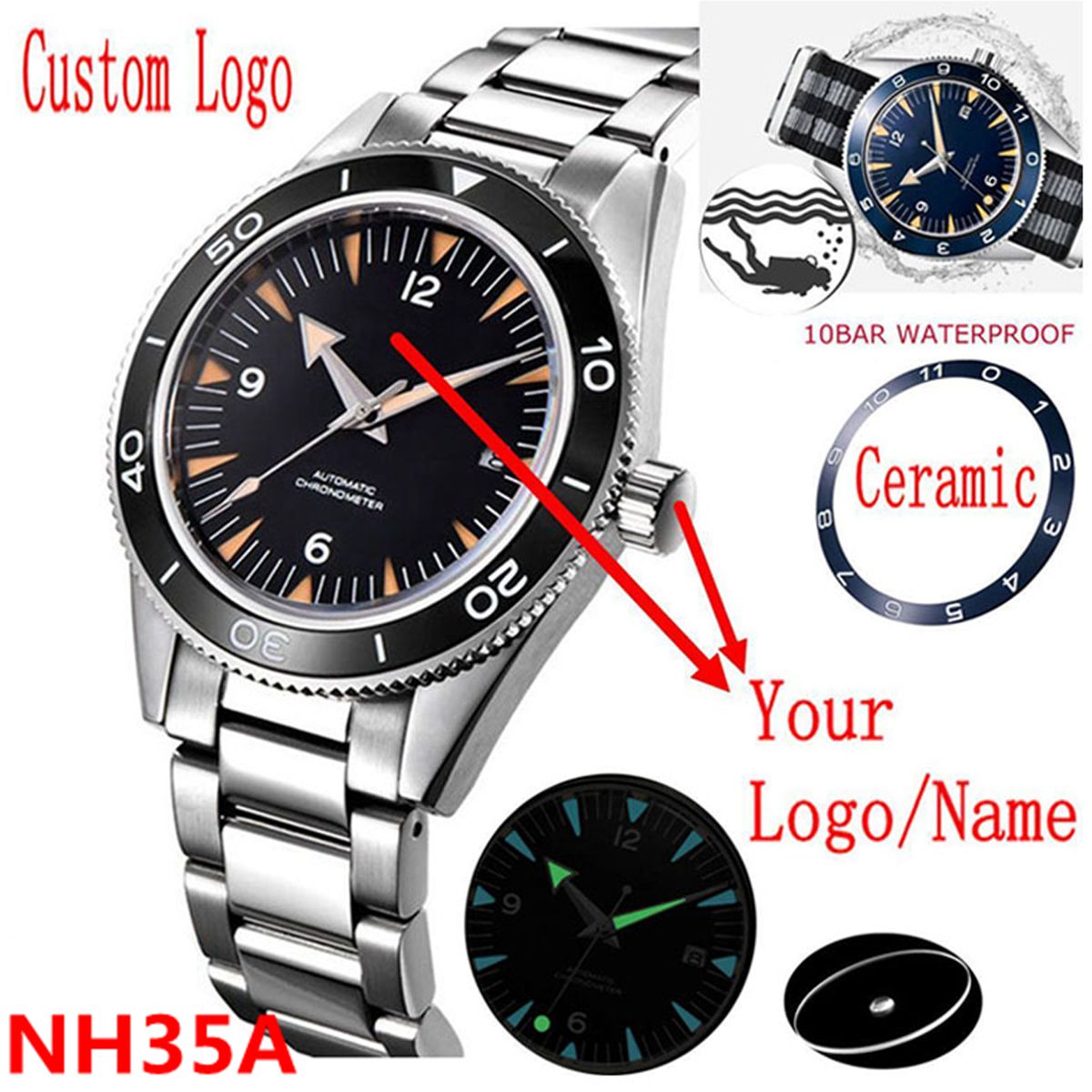 Custom Logo NH35 Movement Watc - Watch Bezel Insert ulasan dan harga