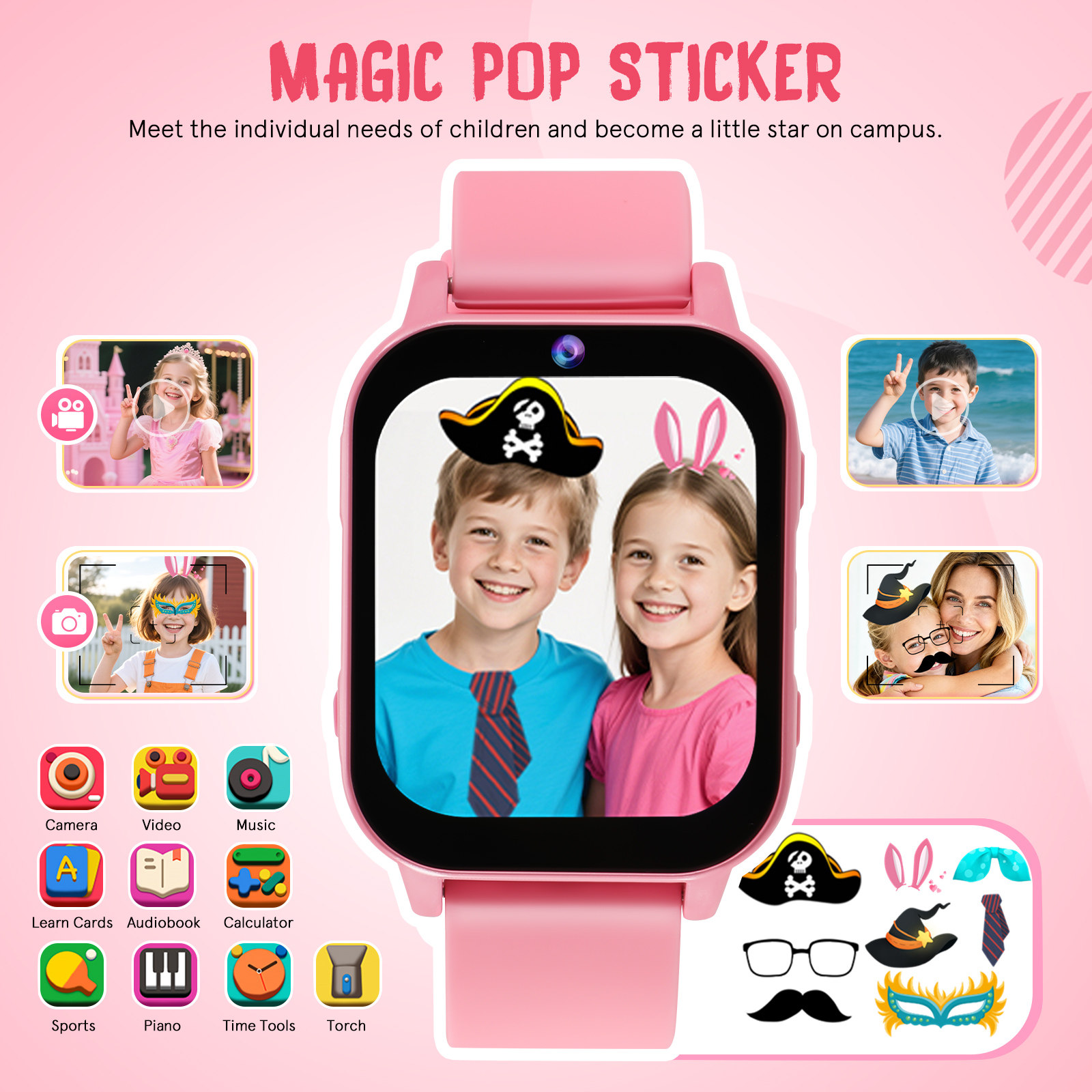 Pink Kids Smart Watch with Gam - Smartwatch Digital Watches For Kids ulasan dan harga