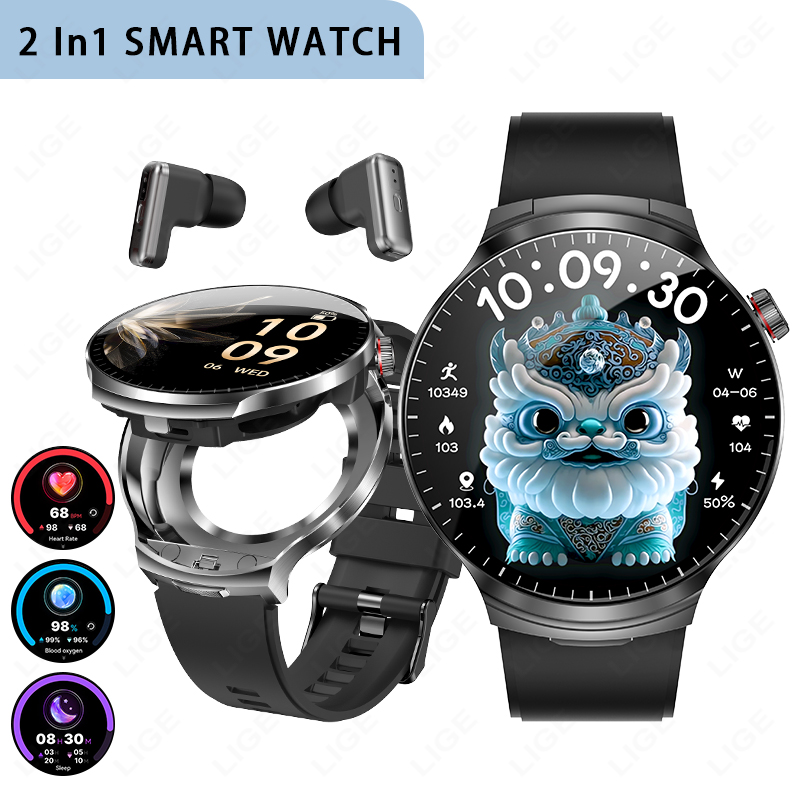 LIGE New TWS 2 in 1 Headset Sm - Smartwatch Noise Watches For Men ulasan dan harga