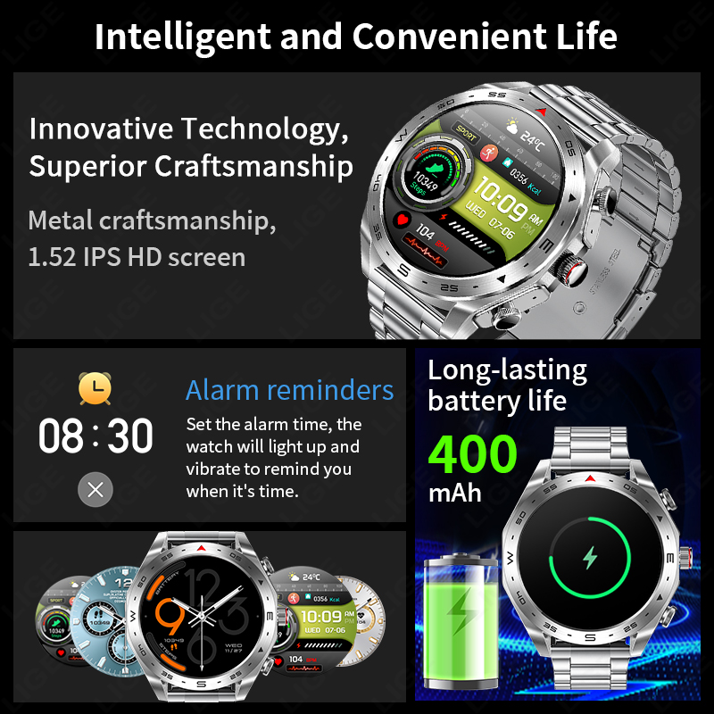 LIGE AMOLED Screen Smart Watch - Smartwatch Noise Watches For Men ulasan dan harga