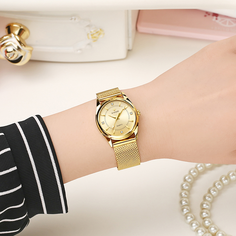 WWOOR Luxury Brand Dress Gold  - Mesh Stainless Strap ulasan dan harga